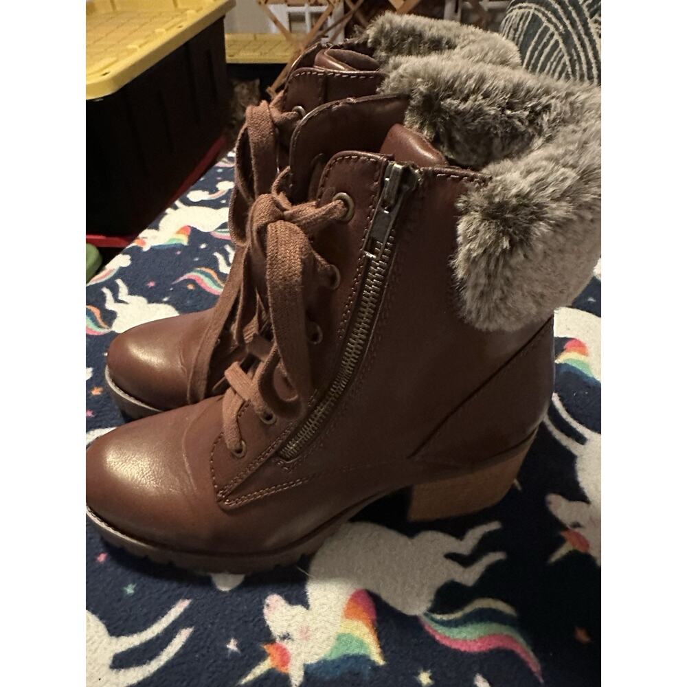Women’s Size 10M Dress Boot Faux Fur Trim Mia Brown (stitch Fix) Worn 1x - Picture 4 of 11